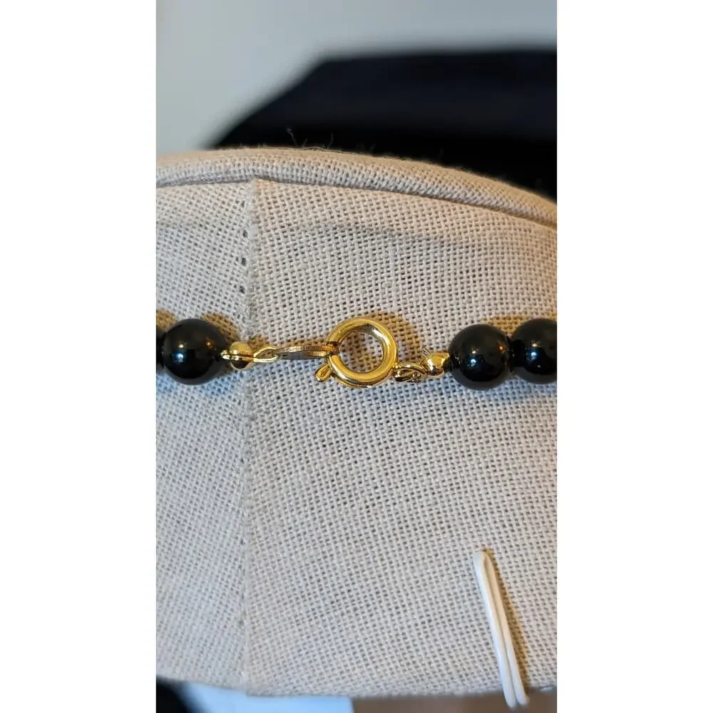 Two Black/Gold & Painted Beaded Vintage 24